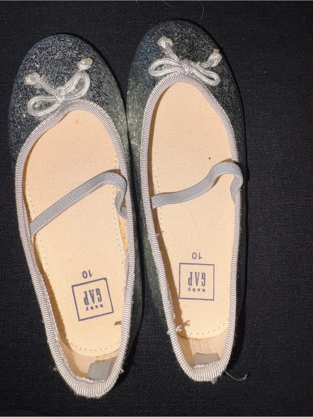 GAP Girl Silver-Gray Glitter Mary Jane Ballet Flats